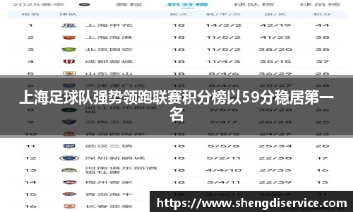 上海足球队强势领跑联赛积分榜以59分稳居第一名
